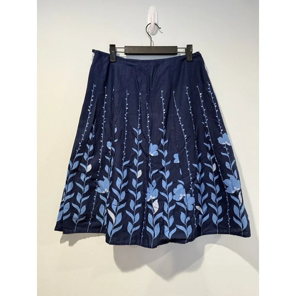 Apt.9 Floral Midi Skirt 4 Zip Lined 100% Cotton Work Twee Retro Garden Party